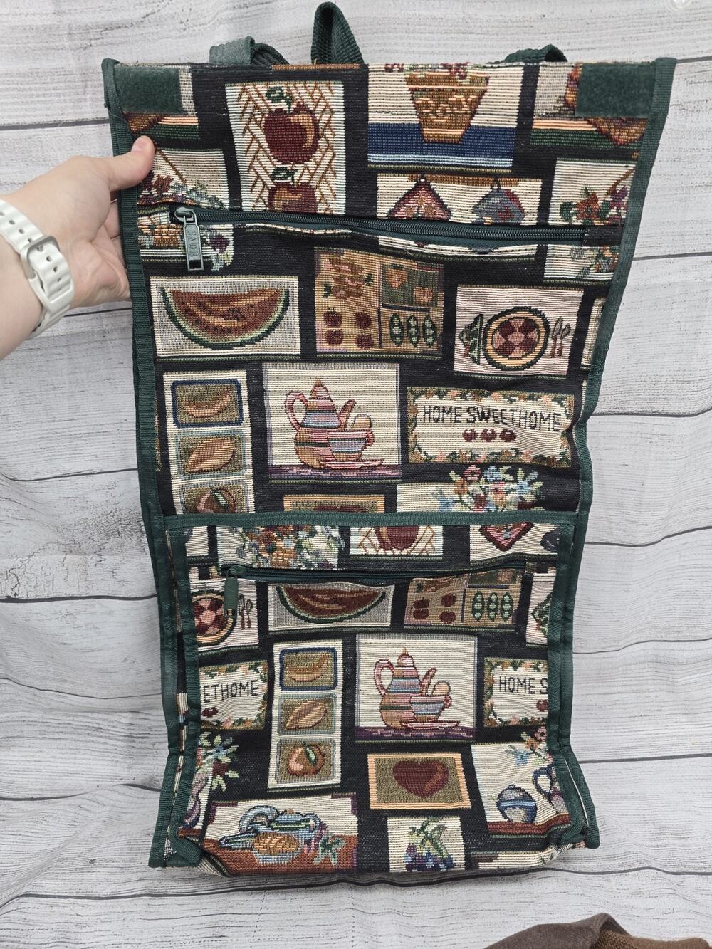 JADE Tapestry Shopping Travel Tote Bag with Wheels ~ Foldable Collapsible NWT